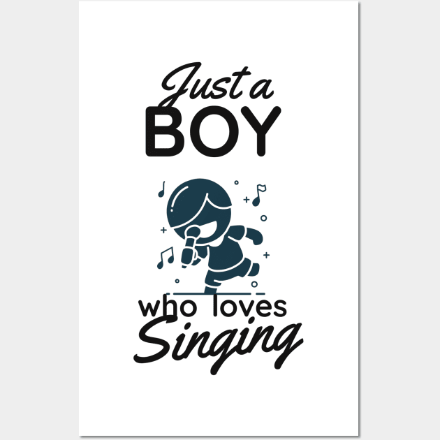 Boy Who Loves Singing Karaoke Singer Music Wall Art by Foxxy Merch